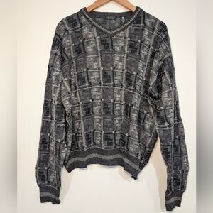 Cellinni Men's XL Merino Wool V-neck sweater size XL Italy Relaxed Fit Gray